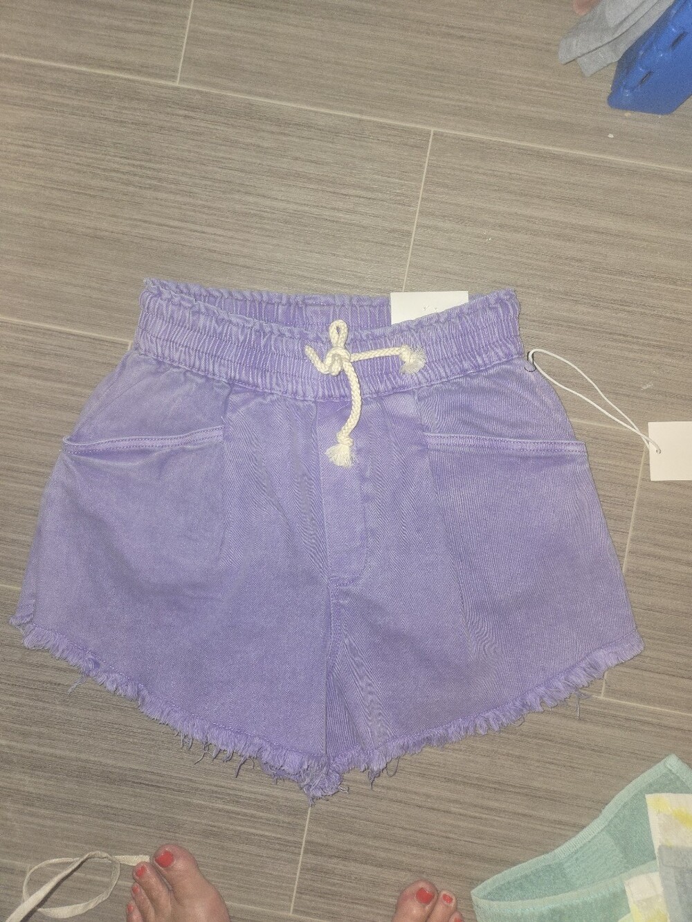 Zenana Outfitters Lavender High-Waist Drawstring Women's Shorts